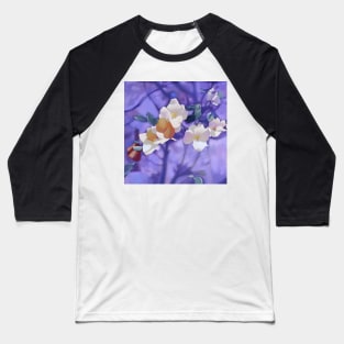 White Blossoms on Lavender Baseball T-Shirt